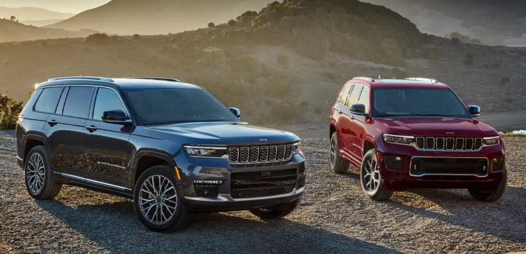Two New Jeep Grand Cherokee L in the desert