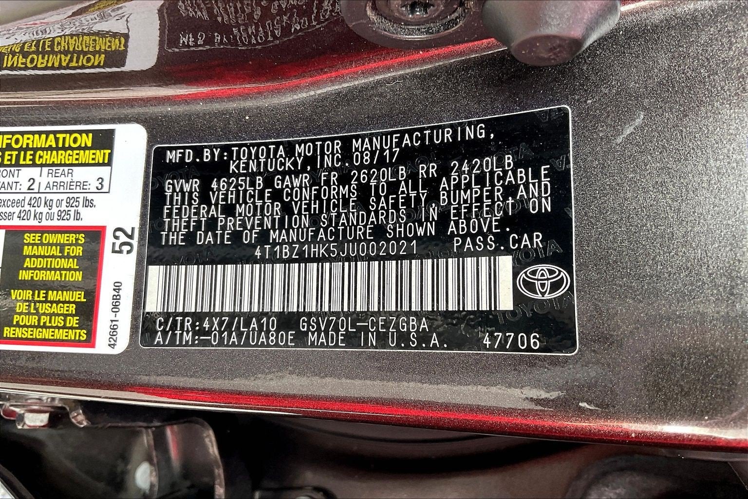 2018 Toyota Camry XLE V6