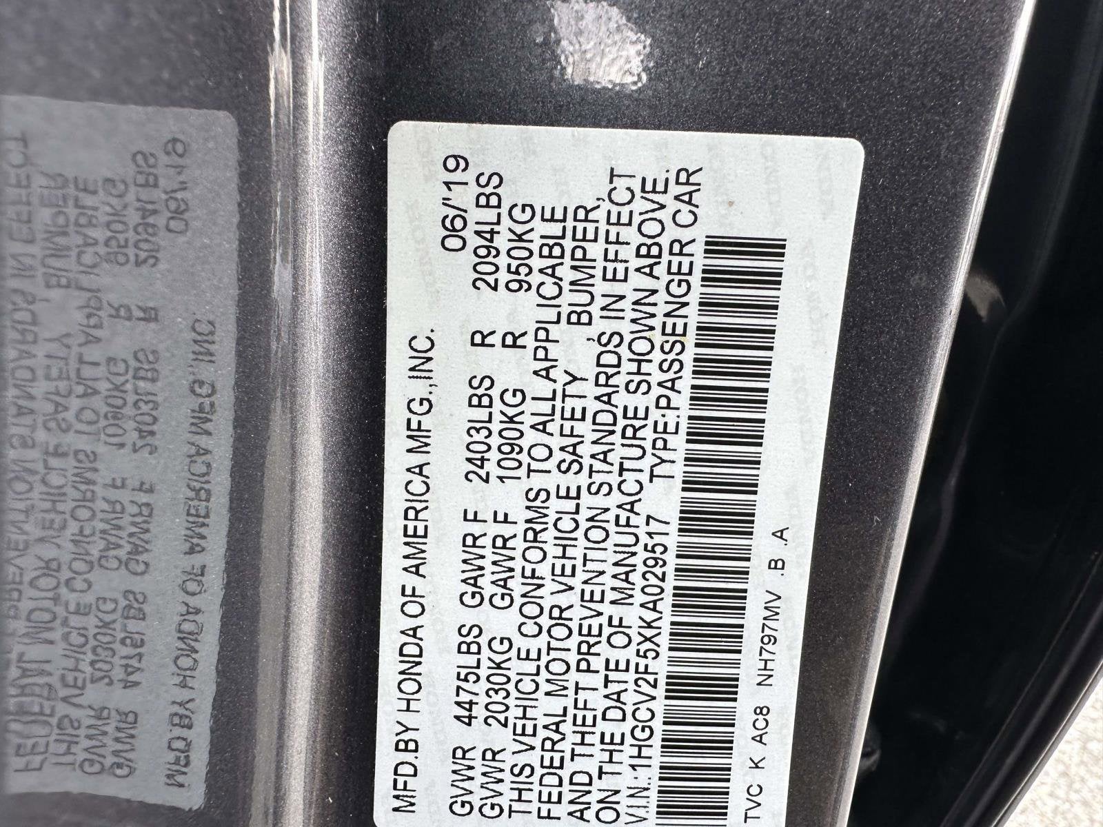 2019 Honda Accord Sedan EX-L 2.0T