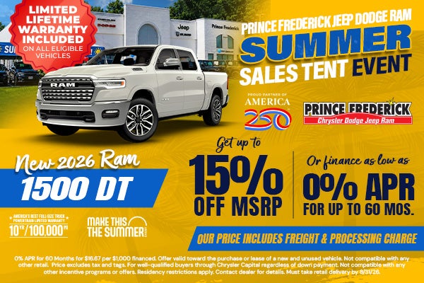 2026 RAM 1500: Up to 15% off MSRP OR 0% APR