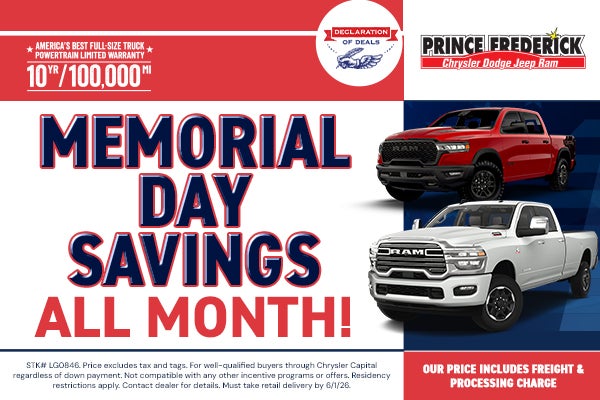 May Memorial Day Savings