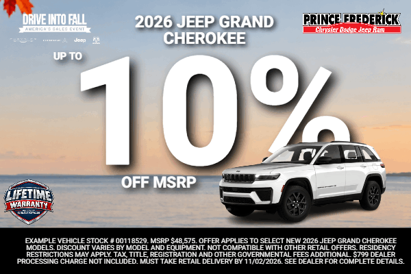 Up to 10% off MSRP on 2026 Jeep Grand Cherokee