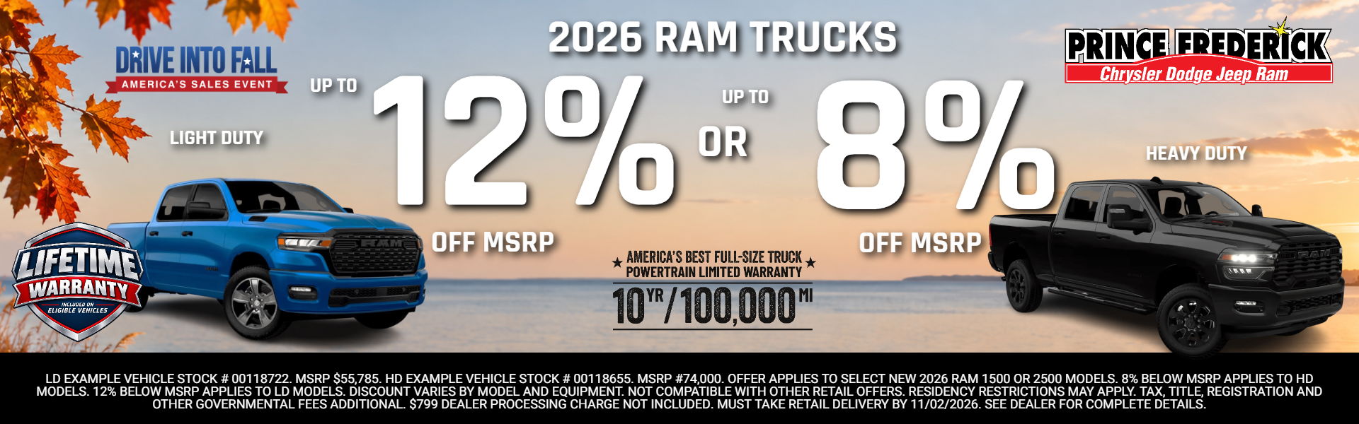Up to 12% off MSRP on 2026 RAM Trucks