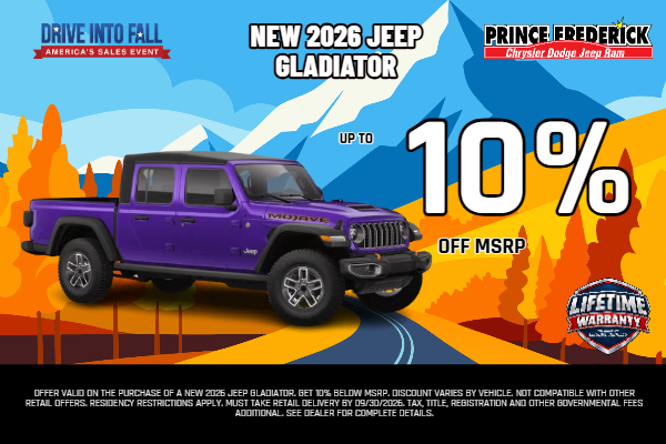26 Gladiator: Up to 10% off MSRP